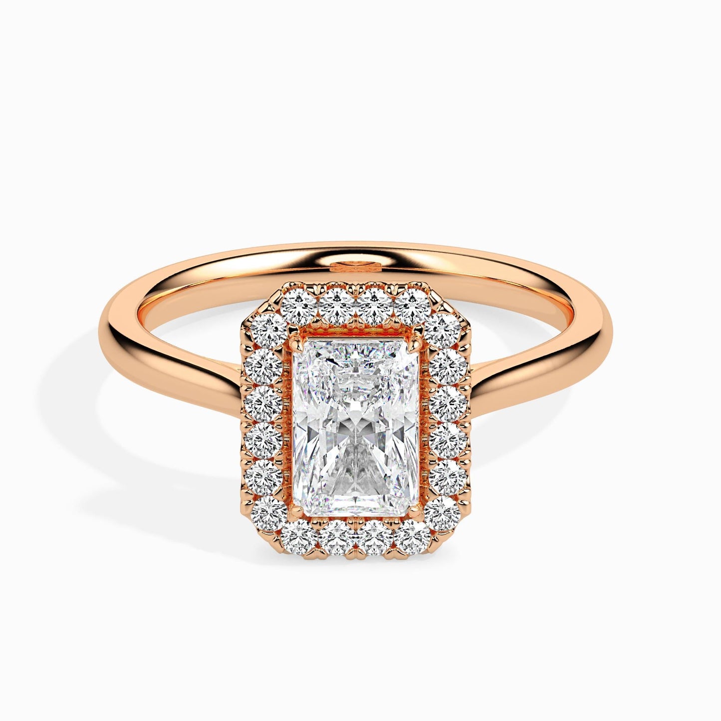 1 Carat Radiant Solitaire Ring with Halo