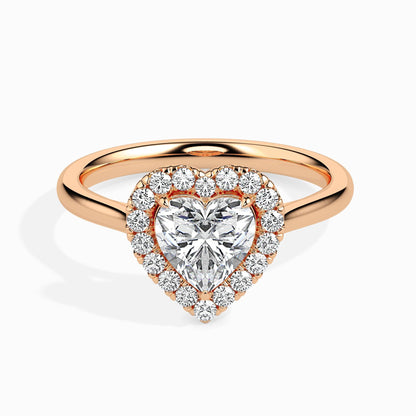 50 Cent Heart Solitaire Ring with Halo