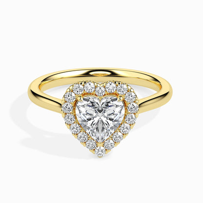 50 Cent Heart Solitaire Ring with Halo