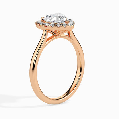 1 Carat Heart Solitaire Ring with Halo