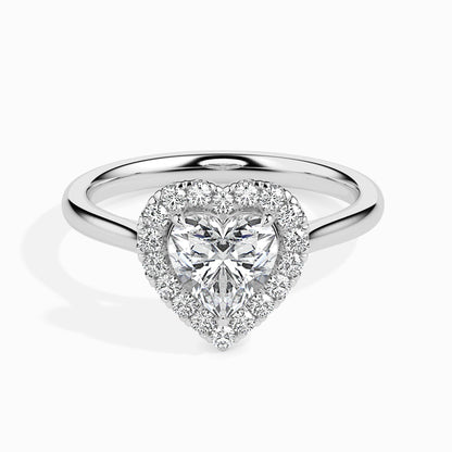 1 Carat Heart Solitaire Ring with Halo