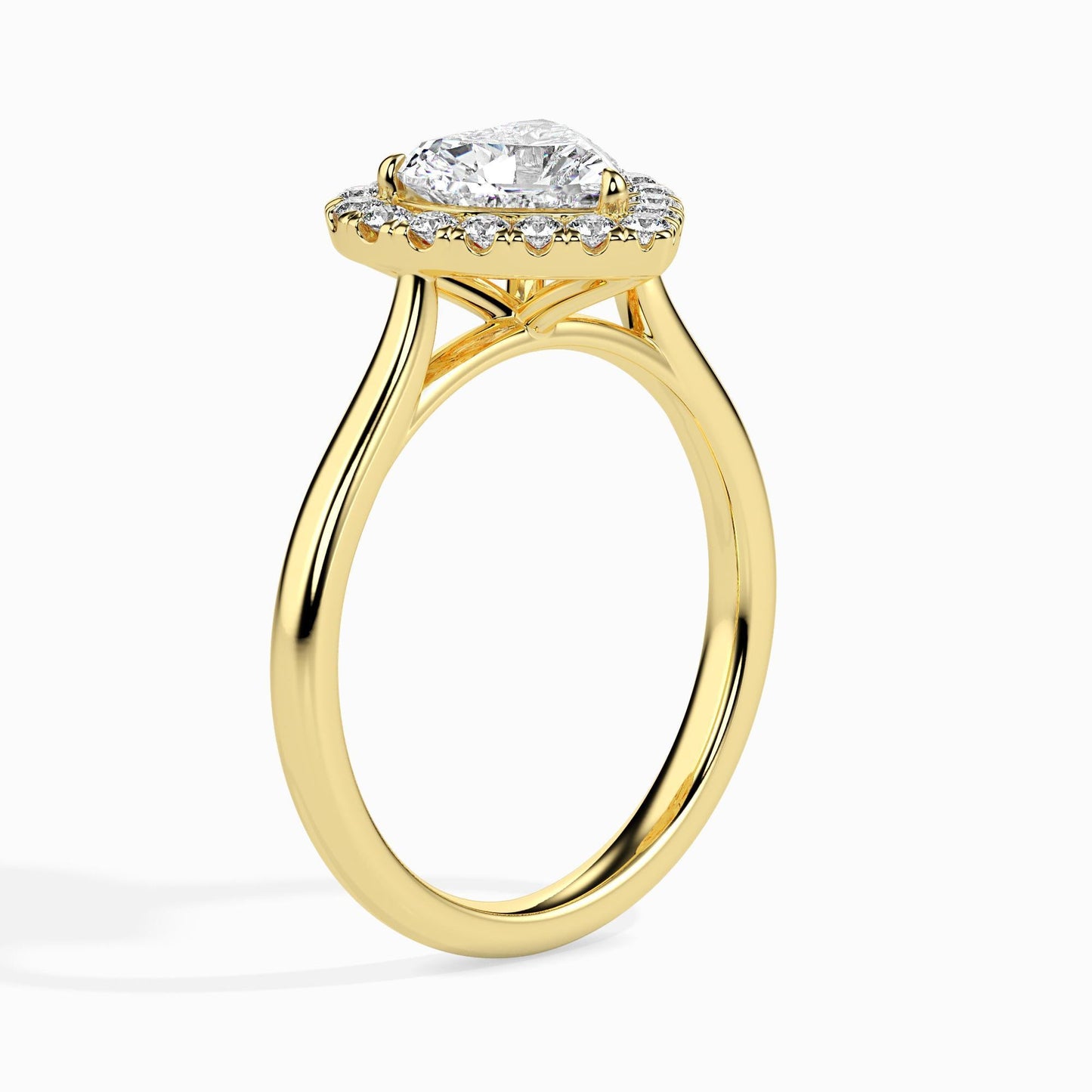 1 Carat Heart Solitaire Ring with Halo