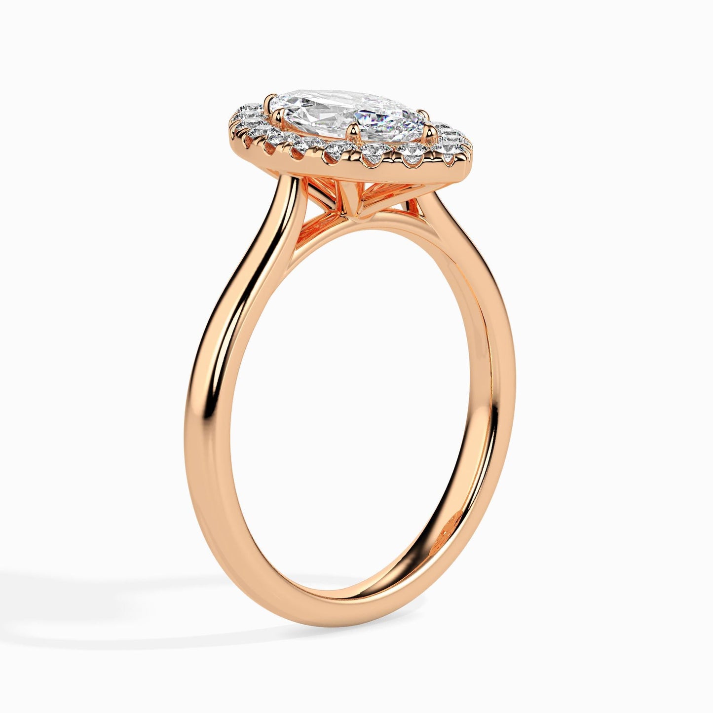 50 Cent Marquise Solitaire Ring with Halo