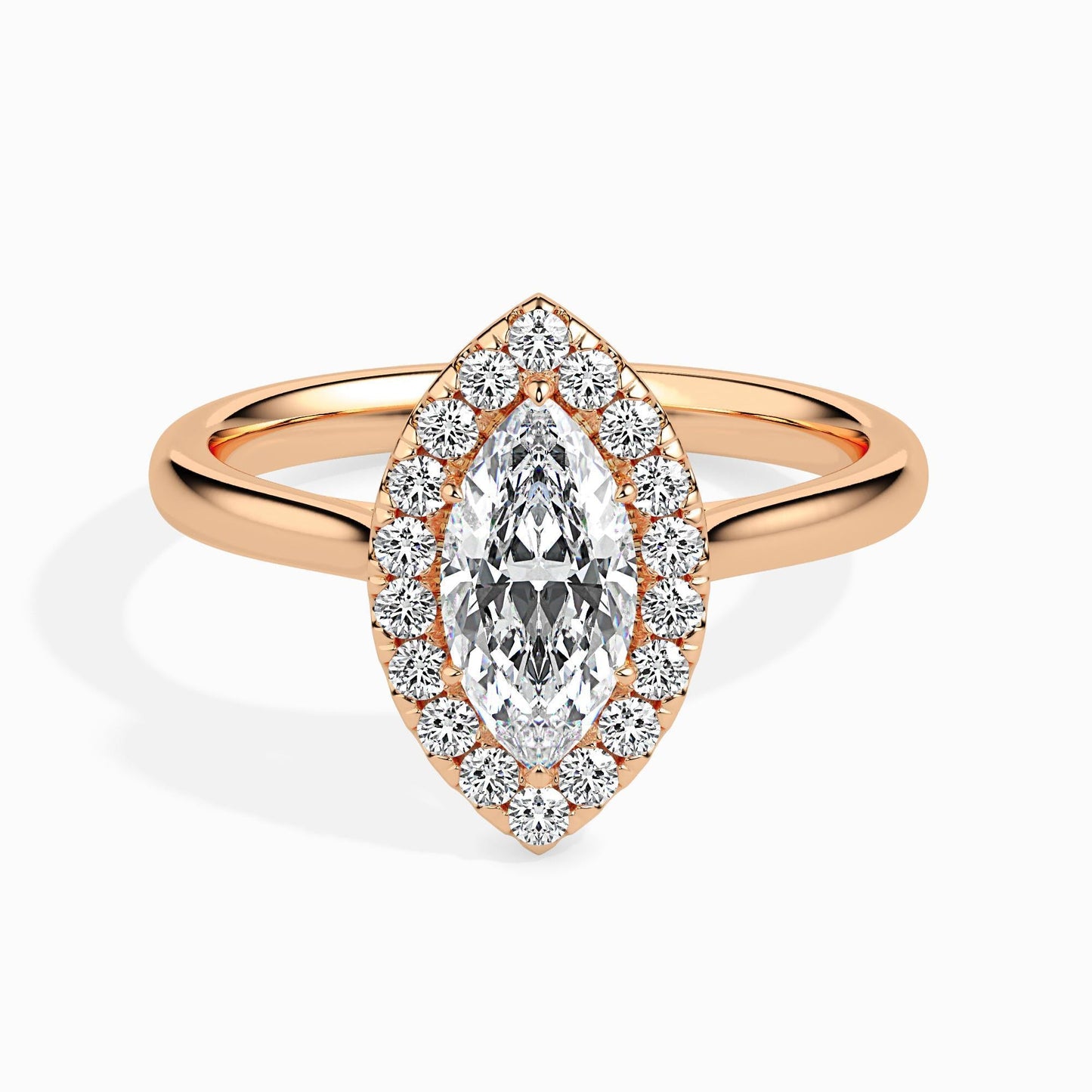 1 Carat Marquise Solitaire Ring with Halo