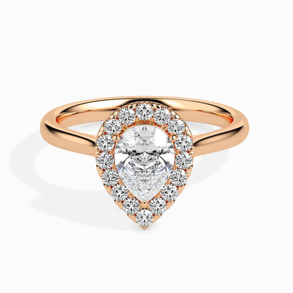1 Carat Pear Solitaire Ring with Halo