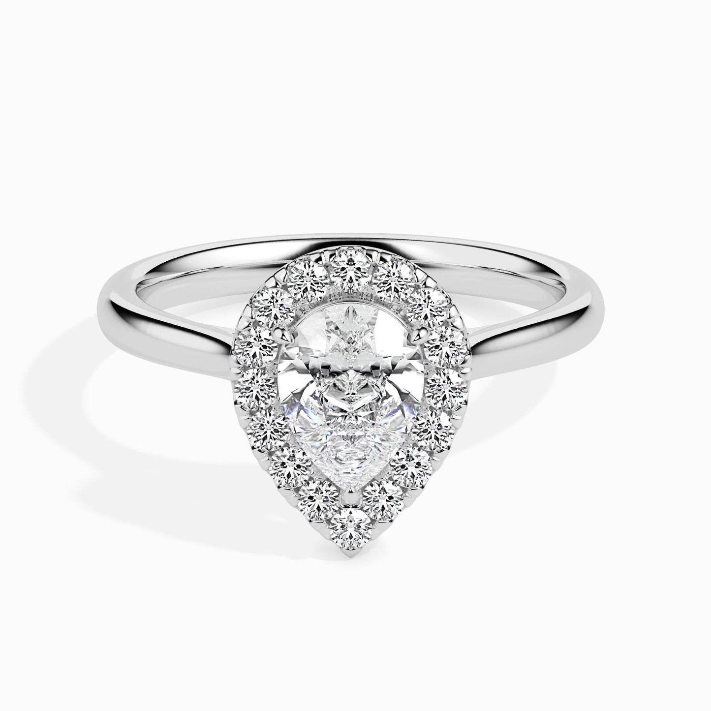1 Carat Pear Solitaire Ring with Halo