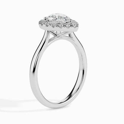 1 Carat Pear Solitaire Ring with Halo