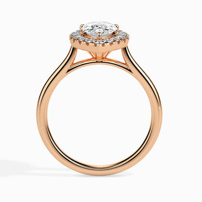 1 Carat Pear Solitaire Ring with Halo