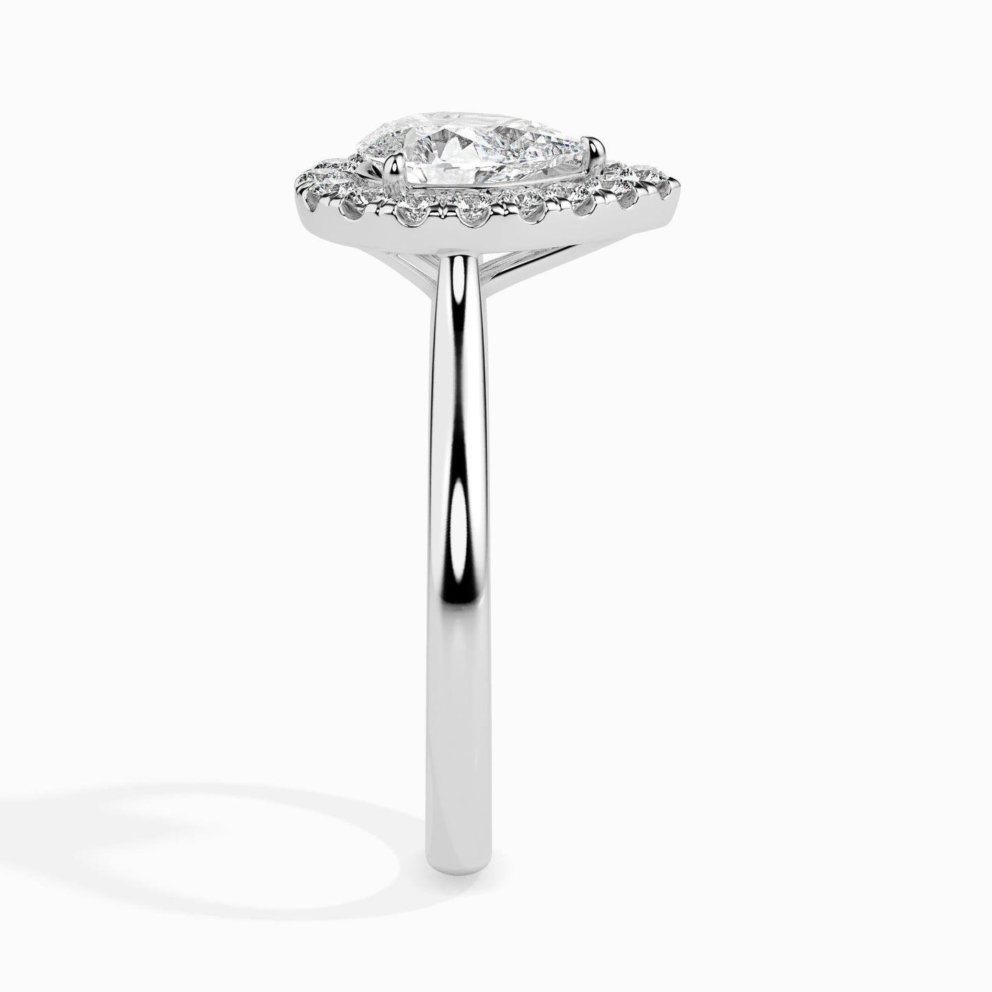 1 Carat Pear Solitaire Ring with Halo