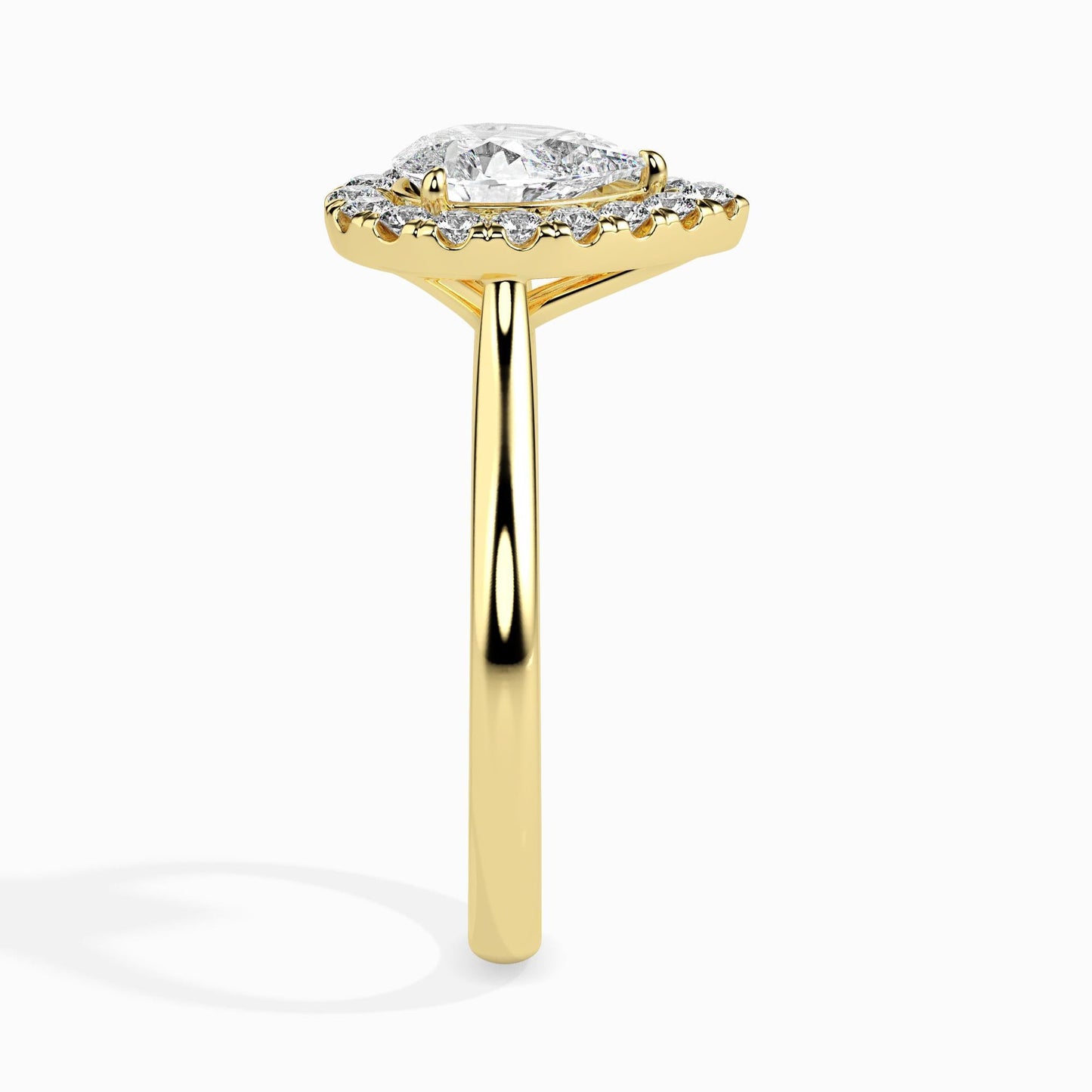 1 Carat Pear Solitaire Ring with Halo