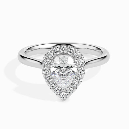 1.5 Carat Pear Solitaire Ring with Halo