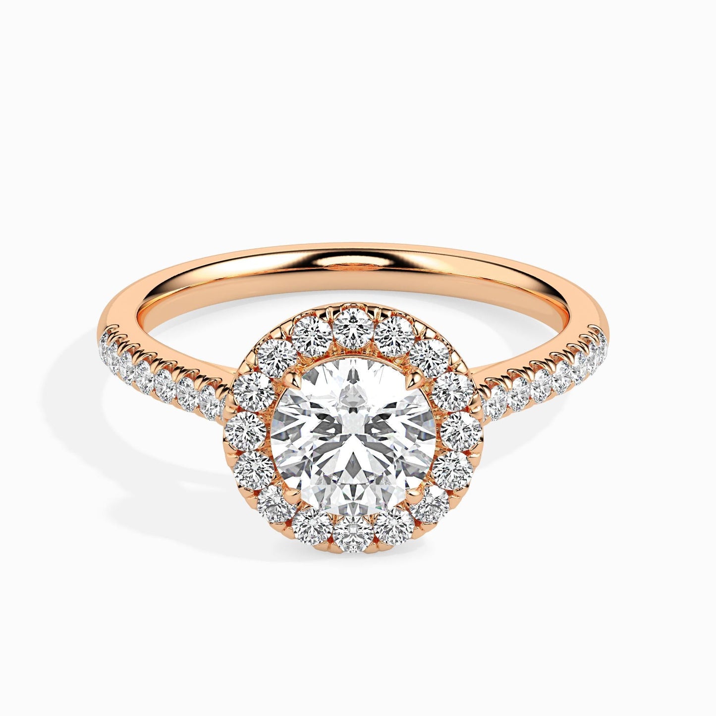 50 Cent Classic Solitaire Ring with Halo in Diamond Band