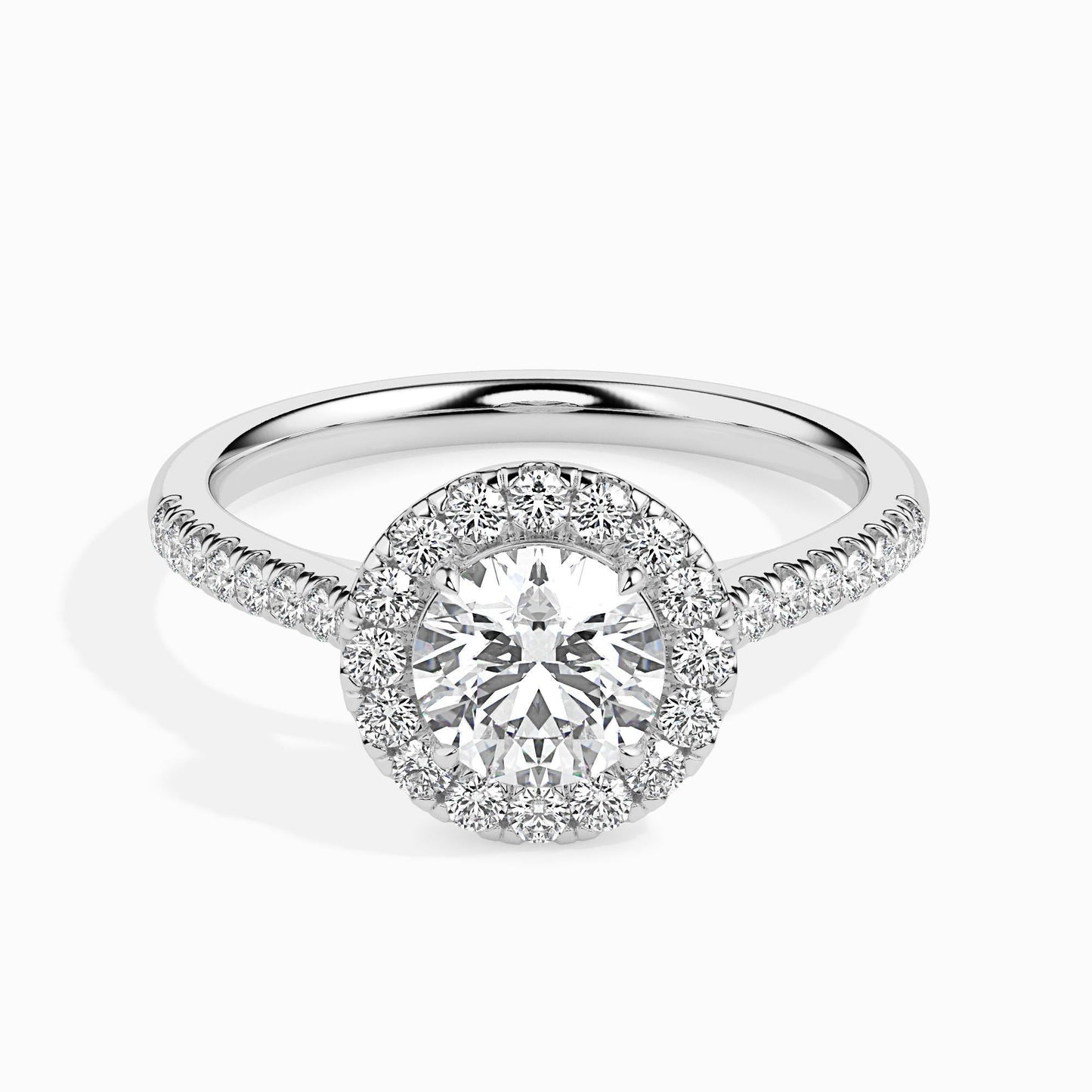 50 Cent Classic Solitaire Ring with Halo in Diamond Band