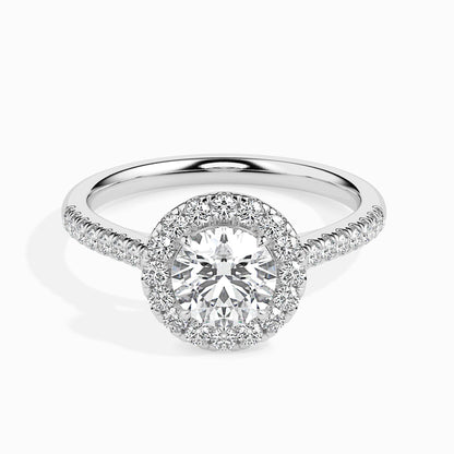 50 Cent Classic Solitaire Ring with Halo in Diamond Band