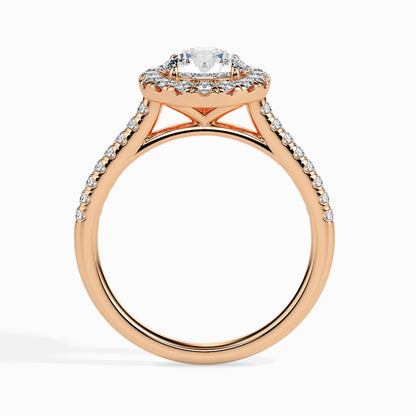 1 Carat Classic Solitaire Ring with Halo in Diamond Band