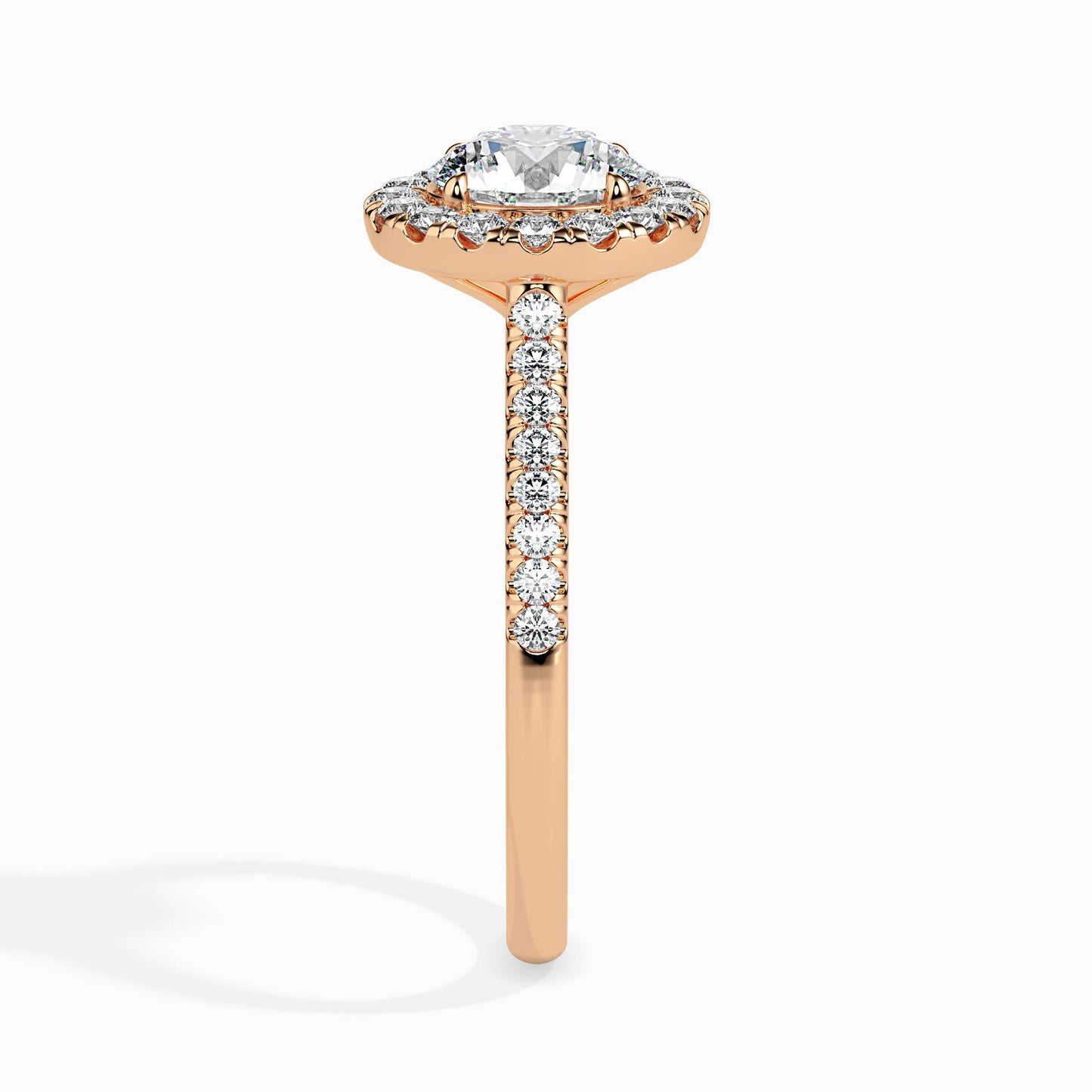 1 Carat Classic Solitaire Ring with Halo in Diamond Band