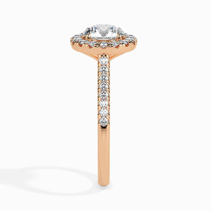 1 Carat Classic Solitaire Ring with Halo in Diamond Band