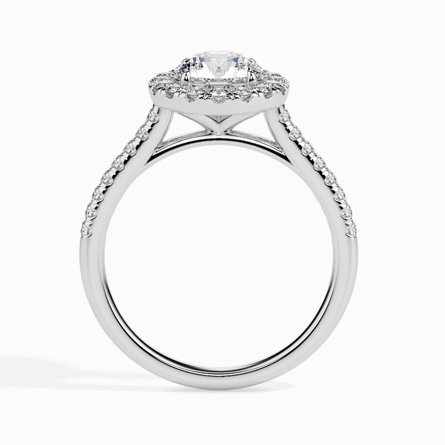 1 Carat Classic Solitaire Ring with Halo in Diamond Band