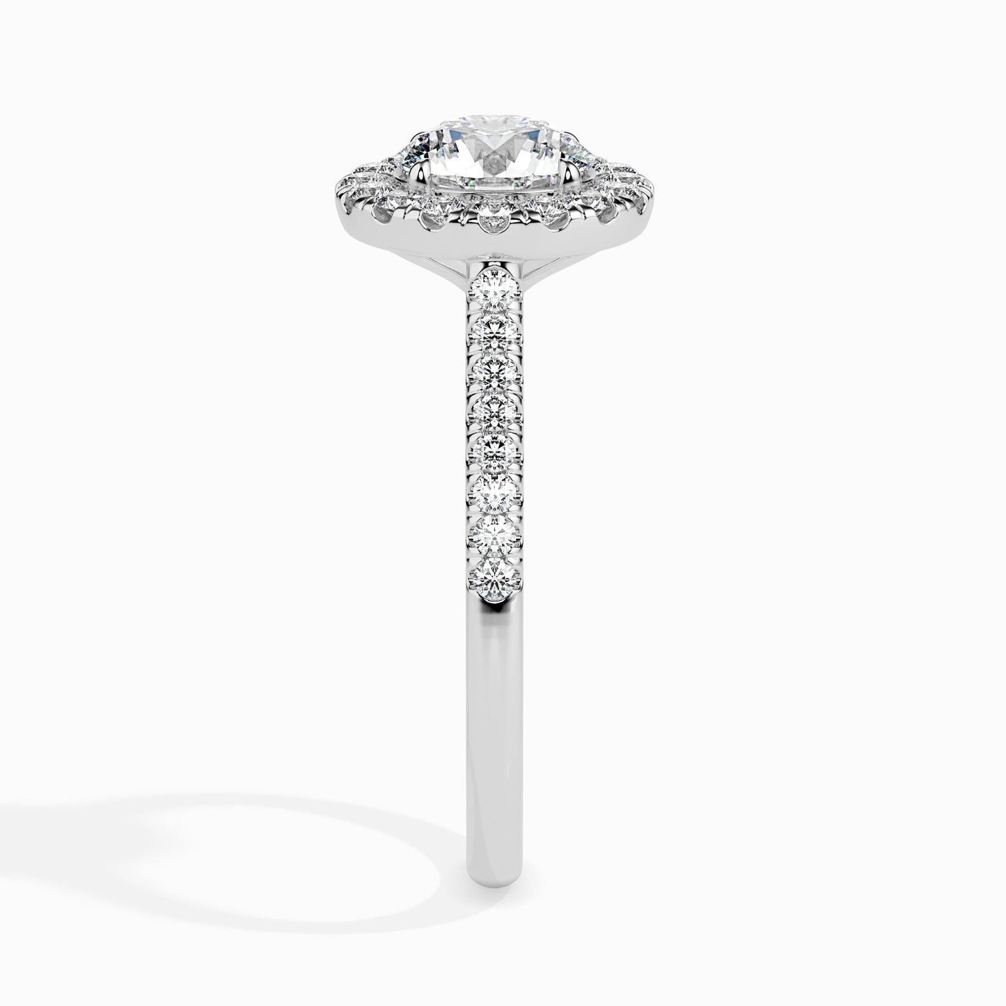 1 Carat Classic Solitaire Ring with Halo in Diamond Band