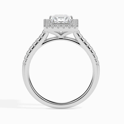 50 Cent Princess Solitaire Ring with Halo in Diamond Band