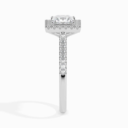 50 Cent Princess Solitaire Ring with Halo in Diamond Band