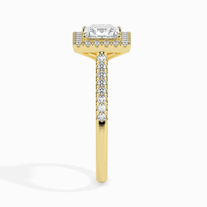 50 Cent Princess Solitaire Ring with Halo in Diamond Band