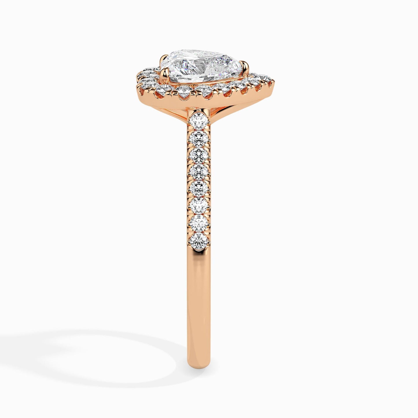 1 Carat Heart Solitaire Ring with Halo in Diamond Band