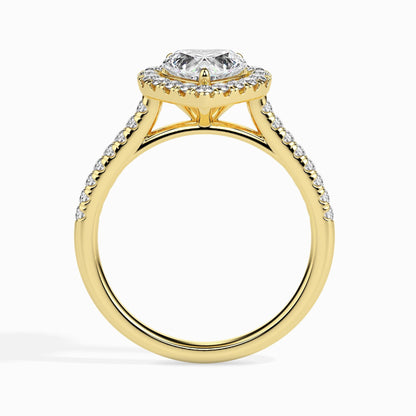 1 Carat Heart Solitaire Ring with Halo in Diamond Band