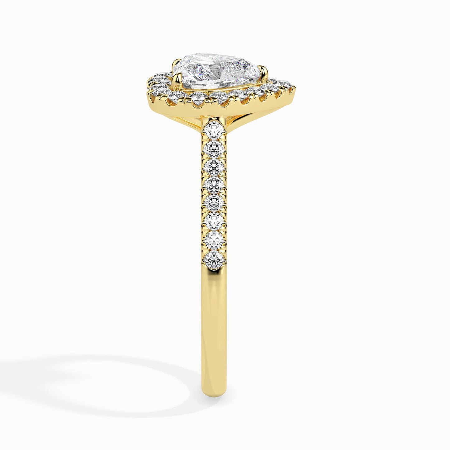 1 Carat Heart Solitaire Ring with Halo in Diamond Band