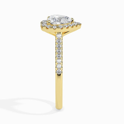 1 Carat Heart Solitaire Ring with Halo in Diamond Band