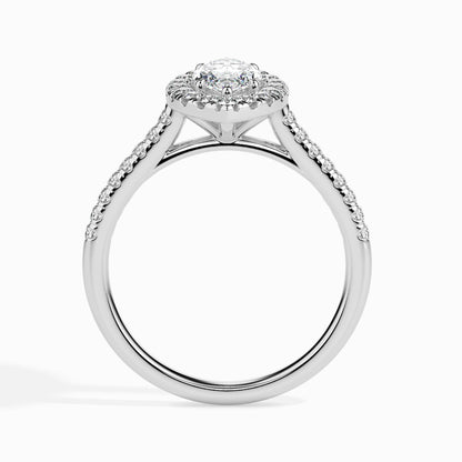 50 Cent Marquise Solitaire Ring with Halo in Diamond Band