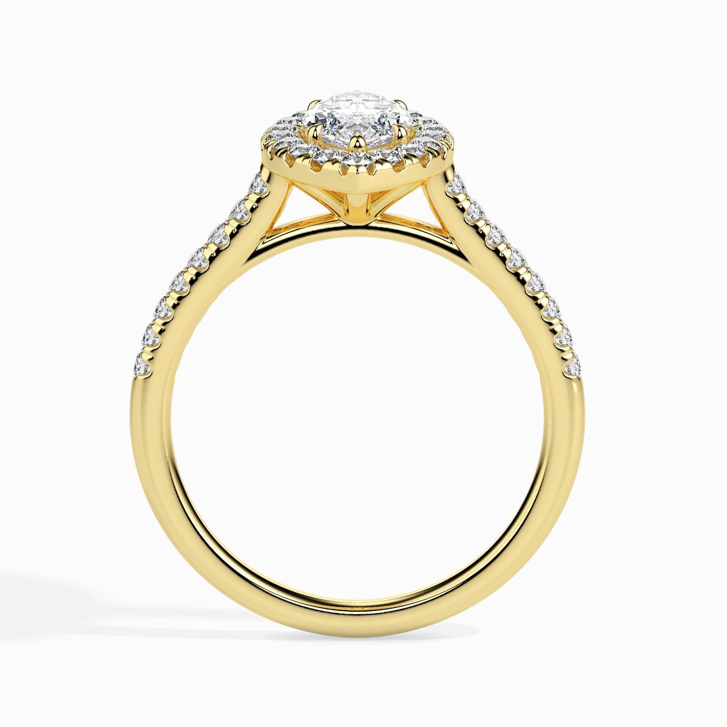 1 Carat Marquise Solitaire Ring with Halo in Diamond Band