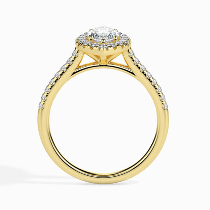 1 Carat Marquise Solitaire Ring with Halo in Diamond Band