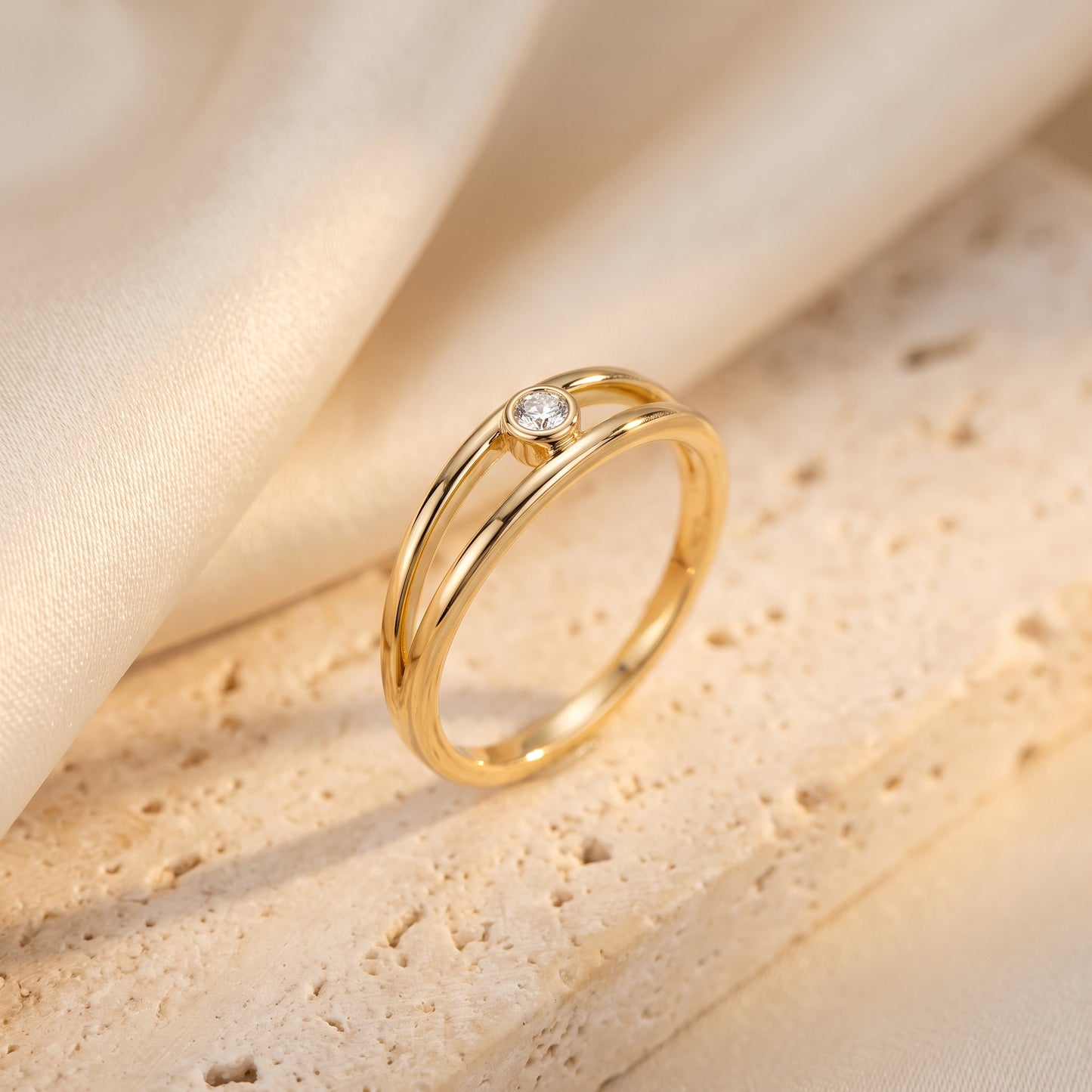 Starlit Echo Solitaire Ring