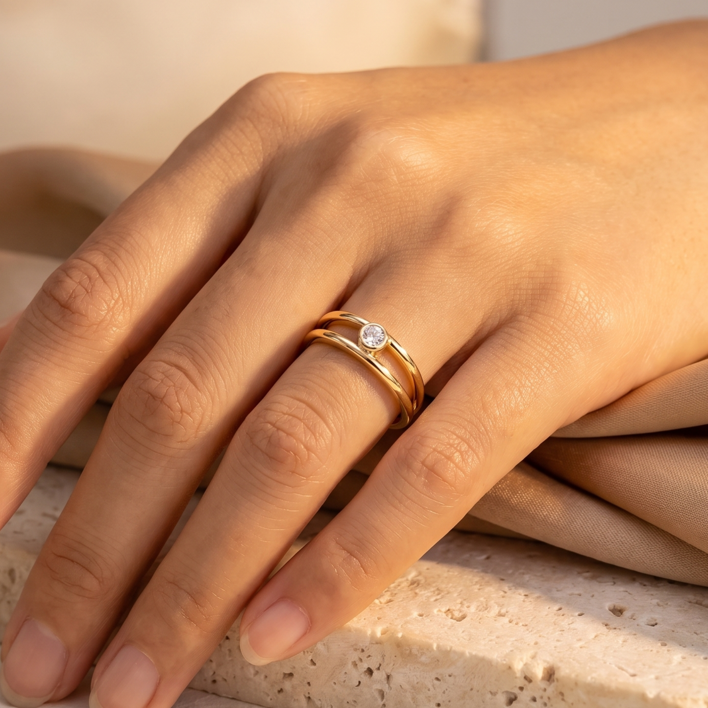 Starlit Echo Solitaire Ring