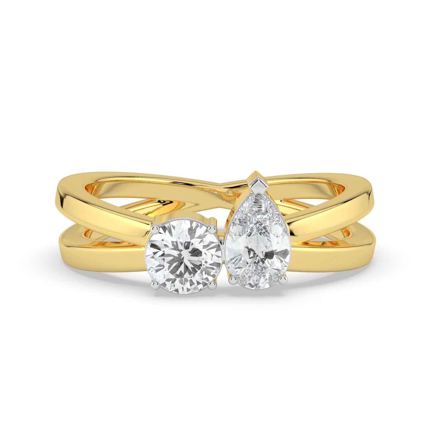 Dual Stone Criss Cross Ring