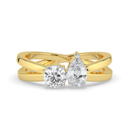 Dual Stone Criss Cross Ring