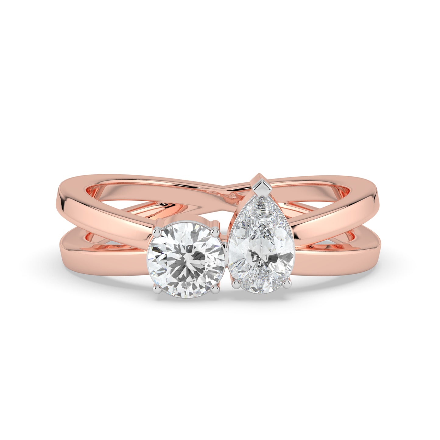Dual Stone Criss Cross Ring