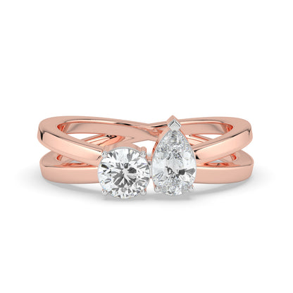 Dual Stone Criss Cross Ring