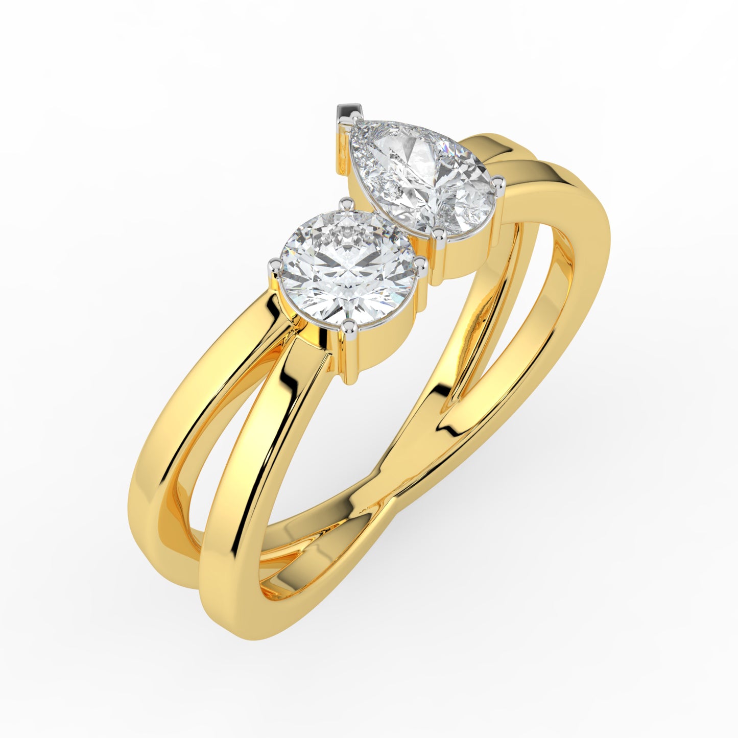 Dual Stone Criss Cross Ring