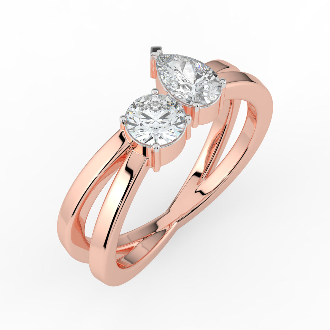 Dual Stone Criss Cross Ring
