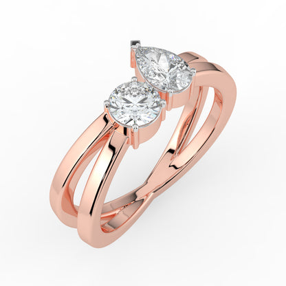 Dual Stone Criss Cross Ring