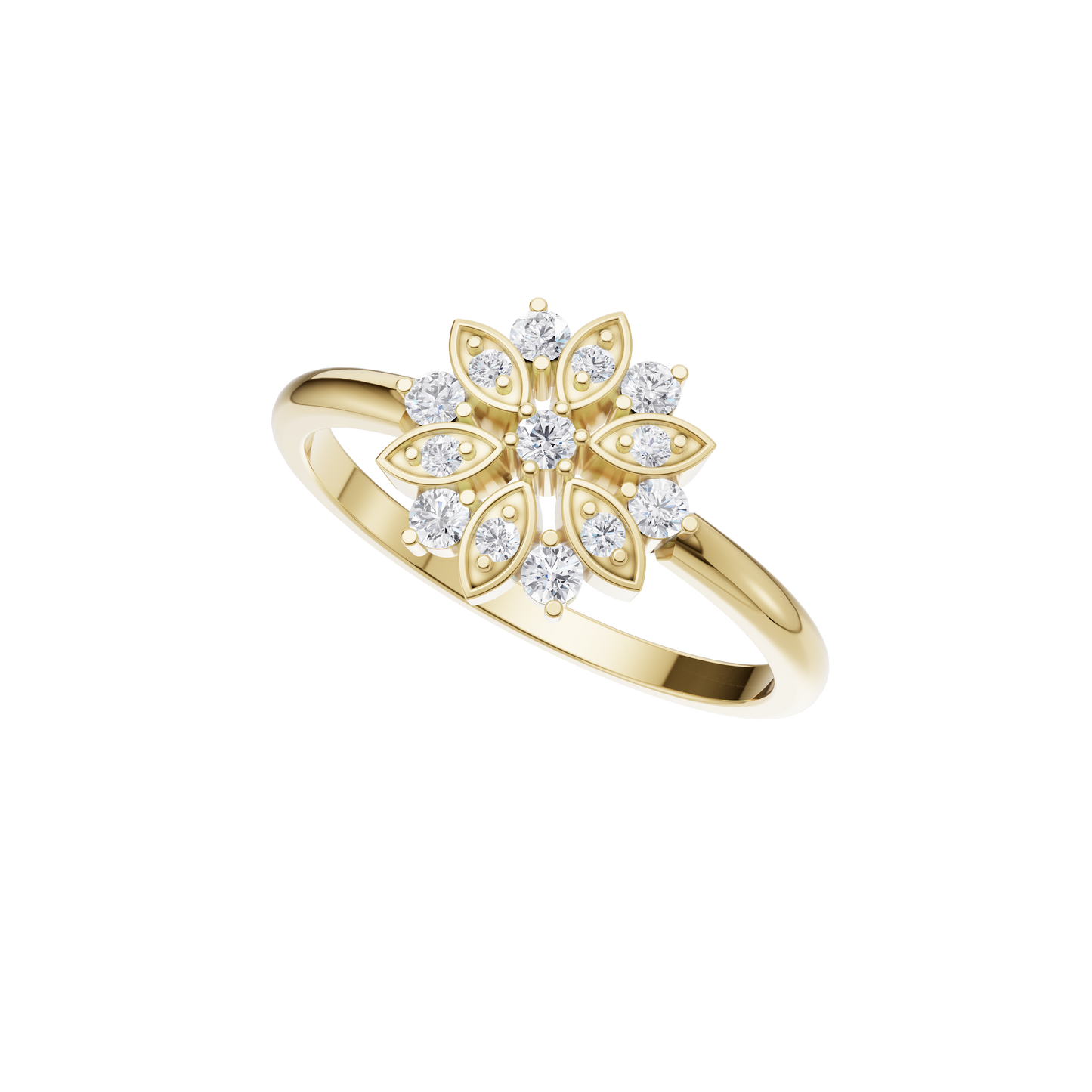 Floral Prism Diamond Ring