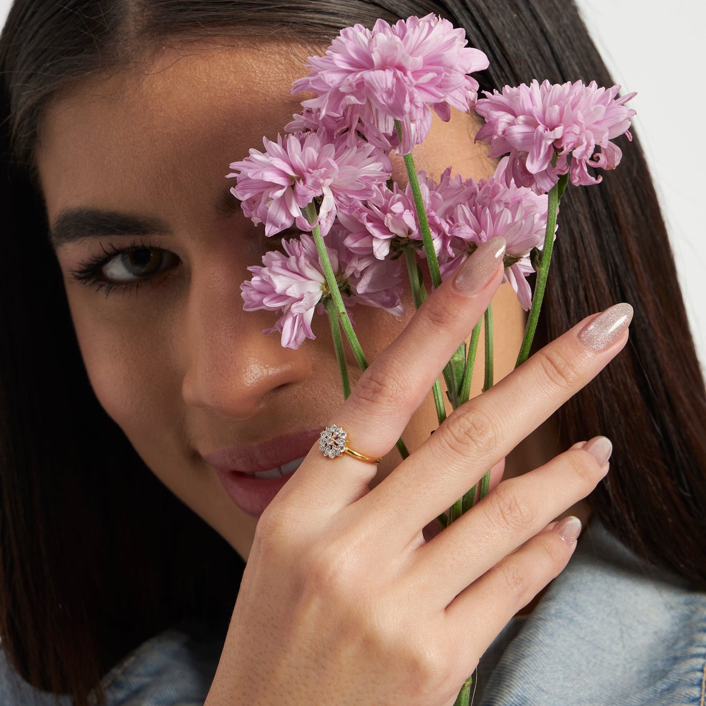 Floral Prism Diamond Ring
