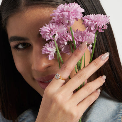 Floral Prism Diamond Ring