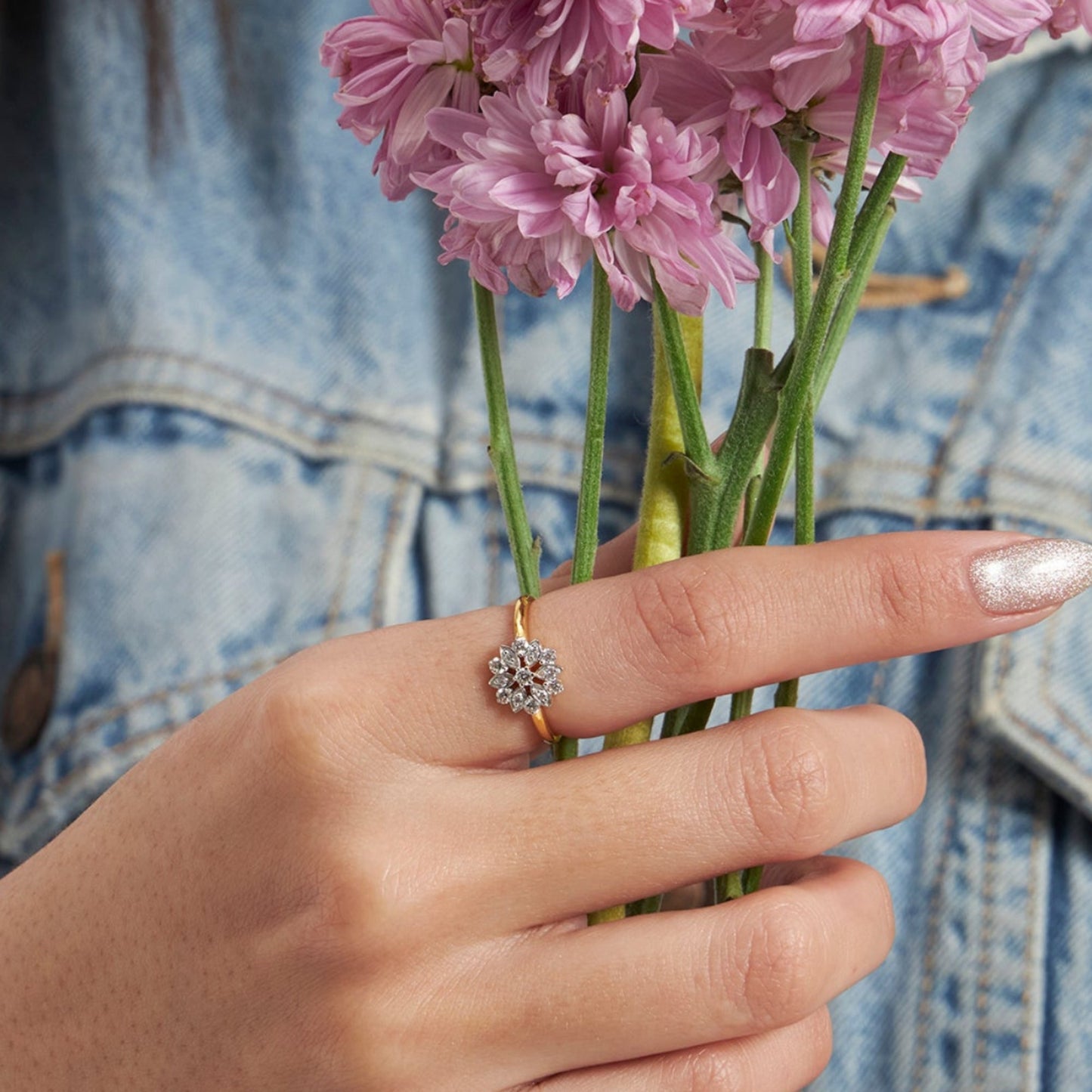 Floral Prism Diamond Ring