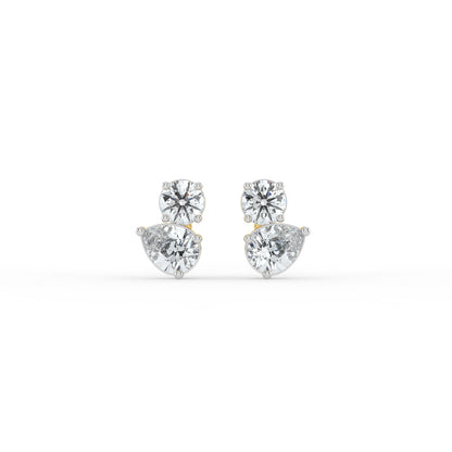 Round and Pear Dual Stone Studs