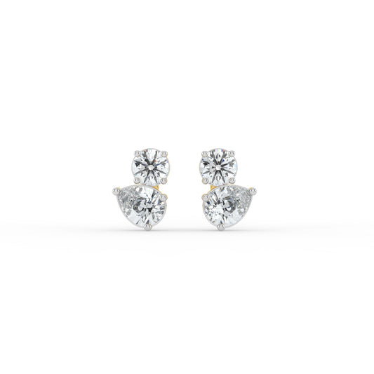 Round and Pear Dual Stone Studs