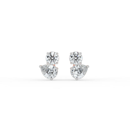 Round and Pear Dual Stone Studs