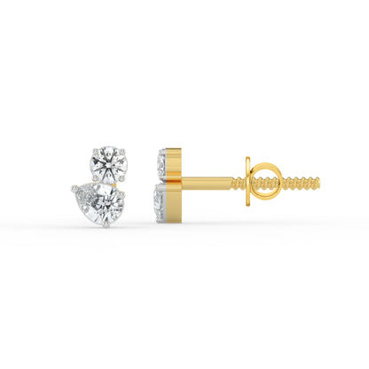 Round and Pear Dual Stone Studs